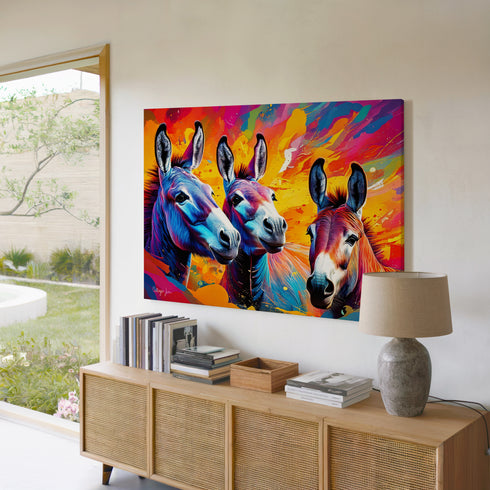 Pouting Donkeys Art Canvas